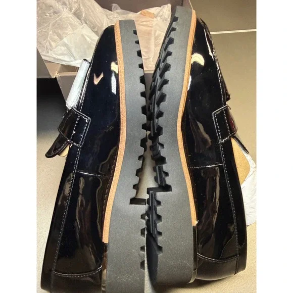 Franco Sarto Womens Black Patent Tassel Loafers Platform Lug Sole  7.5M - Picture 12 of 15